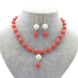 Pearl Coral Necklace Pendant Earrings 14 Styles Women Girl Glamour Accessories