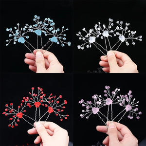 Pearl Crystal Bead Jewelry Bride Tiara Wedding U-Shape Hair Pins