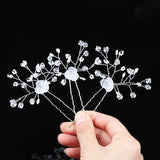 Pearl Crystal Bead Jewelry Bride Tiara Wedding U-Shape Hair Pins