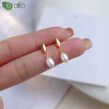 925 Sterling Silver Teardrop Pearl Earrings Wedding Jewelry