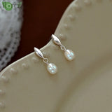 925 Sterling Silver Teardrop Pearl Earrings Wedding Jewelry