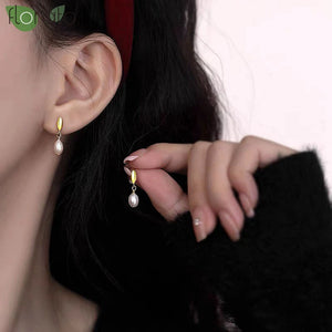 925 Sterling Silver Teardrop Pearl Earrings Wedding Jewelry