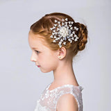 Crystal Beads Pearl Flower Headband Hair Comb for Girls