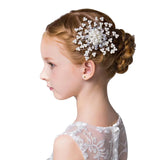 Crystal Beads Pearl Flower Headband Hair Comb for Girls