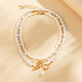 Pearl Multi-layer Beads Choker Necklace Minimalism Wedding Jewelry