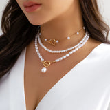 Pearl Multi-layer Beads Choker Necklace Minimalism Wedding Jewelry
