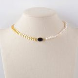 Freshwater Pearl Agate Druzy Bracelet Necklace Set