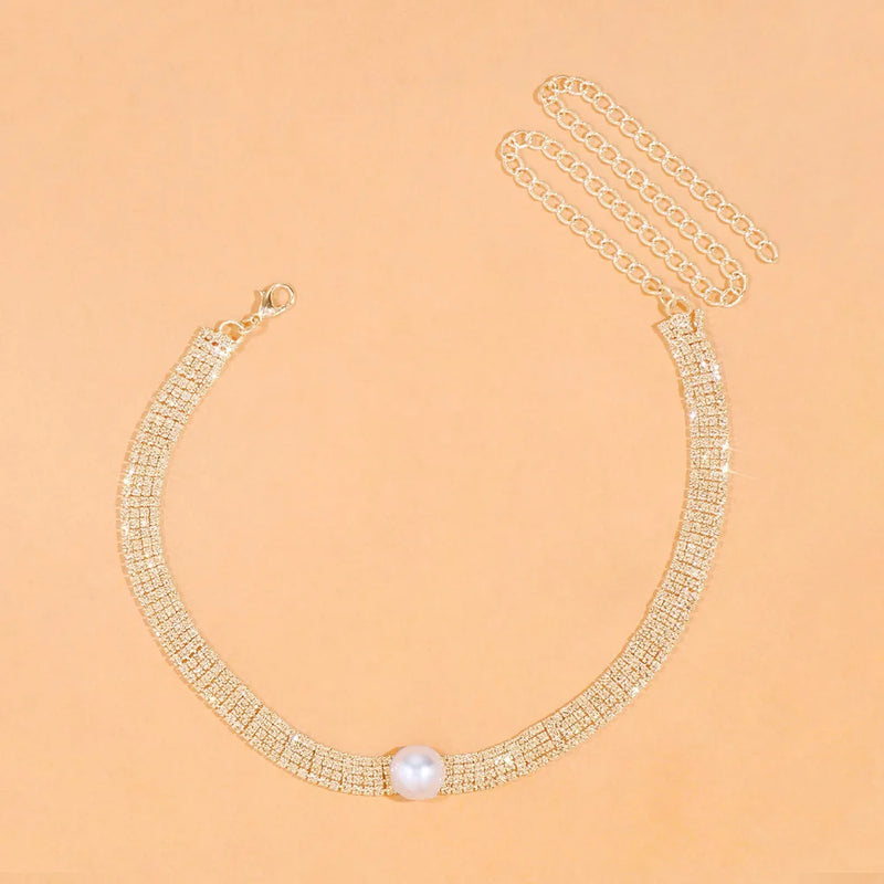 Pearl Necklace Natural Crystal Collar Chains Short Choker Necklace