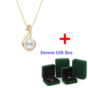 14K Wrapped Freshwater Pearl Necklace 9.5-10mm Pendant