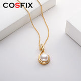 14K Wrapped Freshwater Pearl Necklace 9.5-10mm Pendant