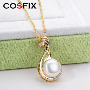 14K Wrapped Freshwater Pearl Necklace 9.5-10mm Pendant