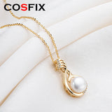 14K Wrapped Freshwater Pearl Necklace 9.5-10mm Pendant