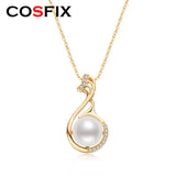 14K Wrapped Freshwater Pearl Necklace 9.5-10mm Pendant
