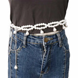 Tassel Chain Pearl Waist Belt for Women - Adjustable Jeans Dress Waistband