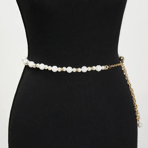 Pearl Waist Chain Thin Belt Women Dress Waistband Cloth Girdles Strap