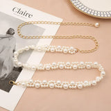 Pearl Waist Chain Thin Belt Women Dress Waistband Cloth Girdles Strap