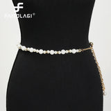Pearl Waist Chain Thin Belt Women Dress Waistband Cloth Girdles Strap