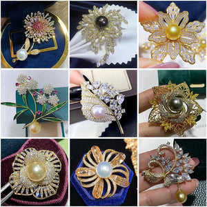 Pearl Zircons Brooches Women Flower Animal Plant Pin Brooch