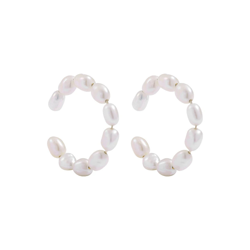 Pearls Ear Cuff for Women Circle Earclips Female Stackable Cuff Earrings