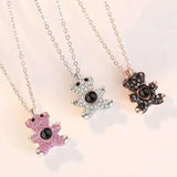 Bear Pendant Crystal Choker Necklace
