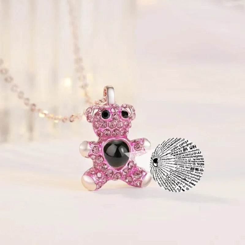 Bear Pendant Crystal Choker Necklace