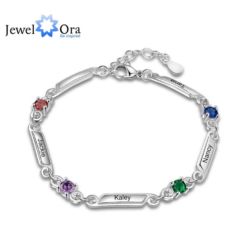 Custom Family Names Bracelet with Birthstones