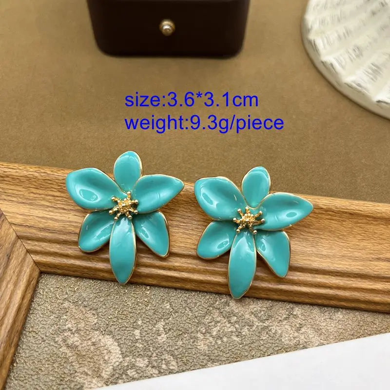 Flower Petal Glaze Earrings Stud For Women Girls More Colors