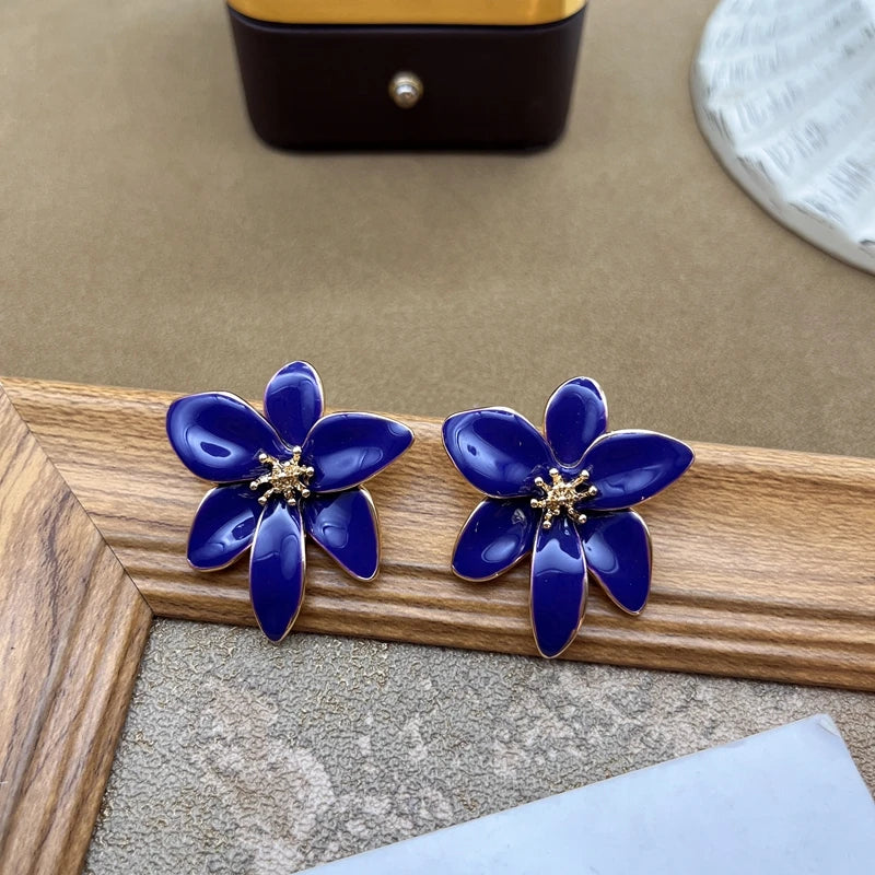 Flower Petal Glaze Earrings Stud For Women Girls More Colors