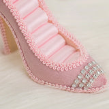 Pink High Heel Shoe Ring Holder Jewelry Display Stand Resin Material