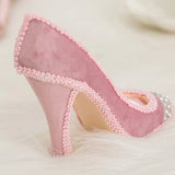 Pink High Heel Shoe Ring Holder Jewelry Display Stand Resin Material