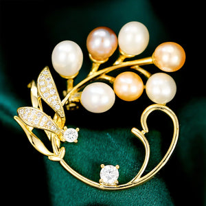 Pink Freshwater Pearl Garland Brooch for Women