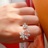 Pink Zircon Heart Wedding Promise Ring Engagement Bride Accessory