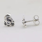 Heart Crown Stud Earrings Sterling Silver