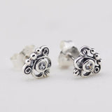 Heart Crown Stud Earrings Sterling Silver