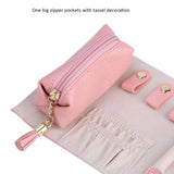 Pink Jewelry Storage Roll Bag Organizer for Traveling
