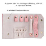 Pink Jewelry Storage Roll Bag Organizer for Traveling