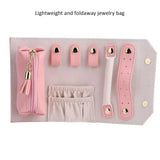 Pink Jewelry Storage Roll Bag Organizer for Traveling