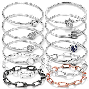 925 Silver Bracelet Infinity Snake Chain For Women