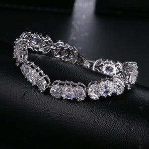Clear Rhinestone CZ Women Bracelet Anniversary Charm Bangle