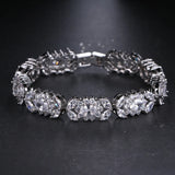 Clear Rhinestone CZ Women Bracelet Anniversary Charm Bangle