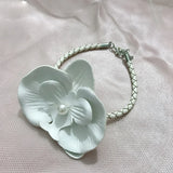 Orchid Flower Pearls Braided Rope Adjustable Bracelets Women Jewelry
