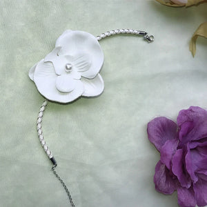 Orchid Flower Pearls Braided Rope Adjustable Bracelets Women Jewelry