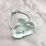 Orchid Flower Pearls Braided Rope Adjustable Bracelets Women Jewelry