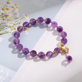 Purple Natural Stone Flower Charm Bracelet for Women