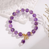 Purple Natural Stone Flower Charm Bracelet for Women