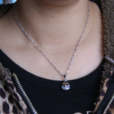 Purple Crystal 925 Silver Necklace Bag Pendant Choker High Jewelry Gift