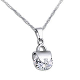 Purple Crystal 925 Silver Necklace Bag Pendant Choker High Jewelry Gift