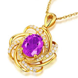 Amethyst Gemstone Pendant Necklace for Women 18k Filled Fine Jewelry