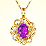 Amethyst Gemstone Pendant Necklace for Women 18k Filled Fine Jewelry