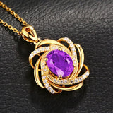 Amethyst Gemstone Pendant Necklace for Women 18k Filled Fine Jewelry